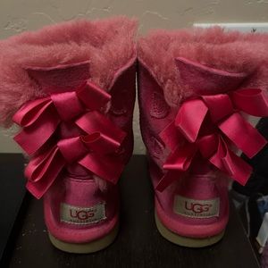 Girl Pink Bow Uggs Boots